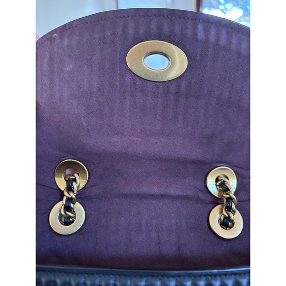 Coach Quilted Convertible 16 Black Leather Parker Backpack Gold Hardware - Picture 7 of 10